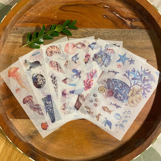 Ocean Sea Shell Washi Stickers - 6 Sheets