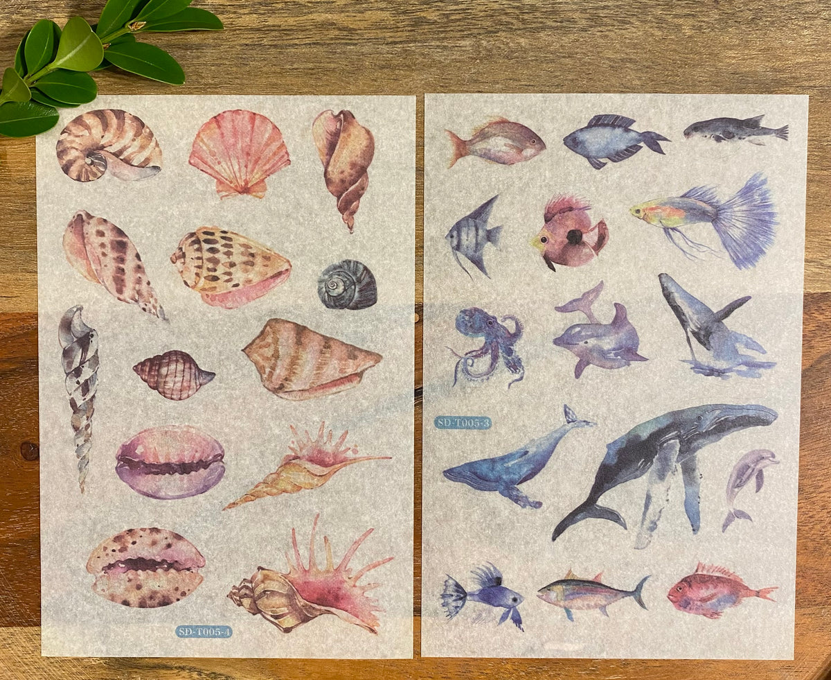 Ocean Sea Shell Washi Stickers - 6 Sheets