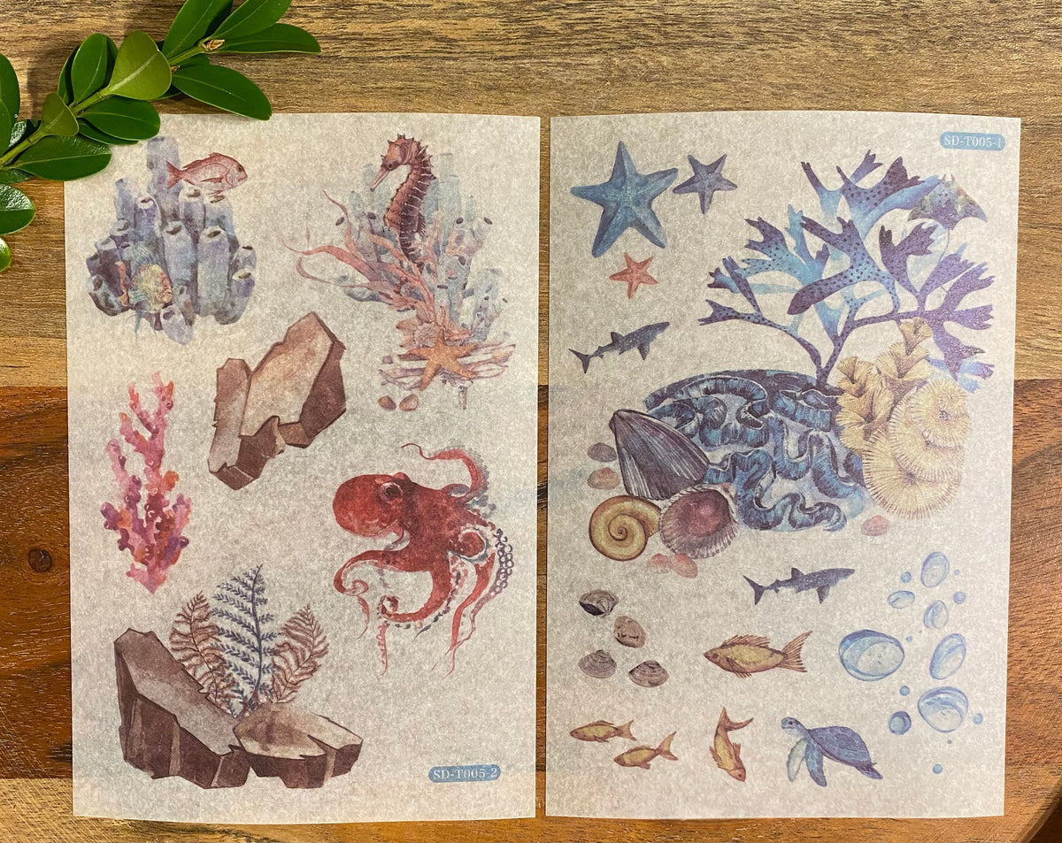 Ocean Sea Shell Washi Stickers - 6 Sheets