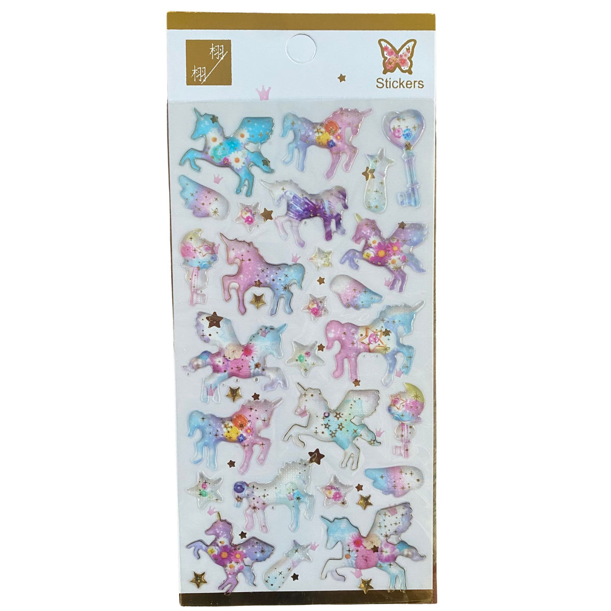 Unicorn 3D Crystal Puffy Sticker Sheet
