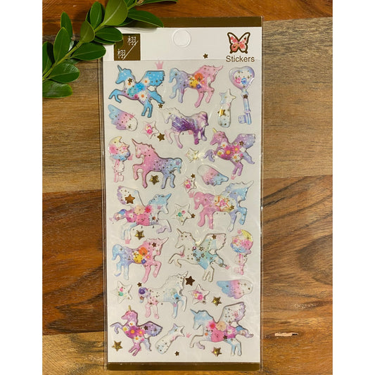 Unicorn 3D Crystal Puffy Sticker Sheet