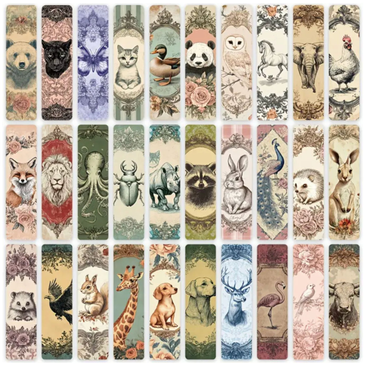 Vintage Animal Bookmarks - Set of 5