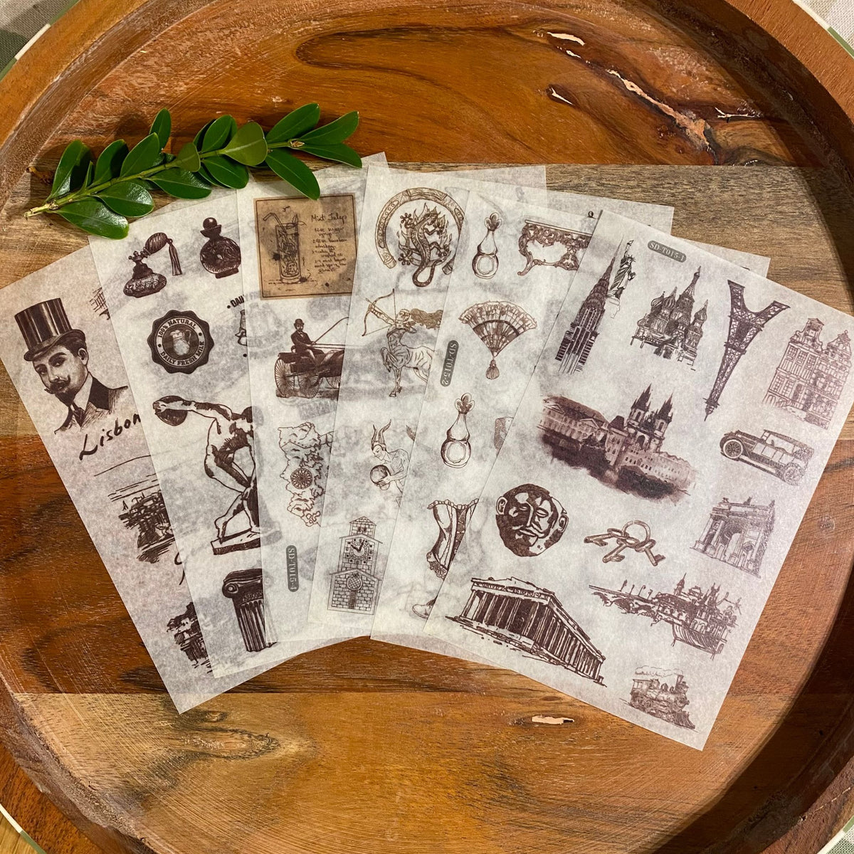 Vintage Architecture Washi Stickers - 6 Sheets