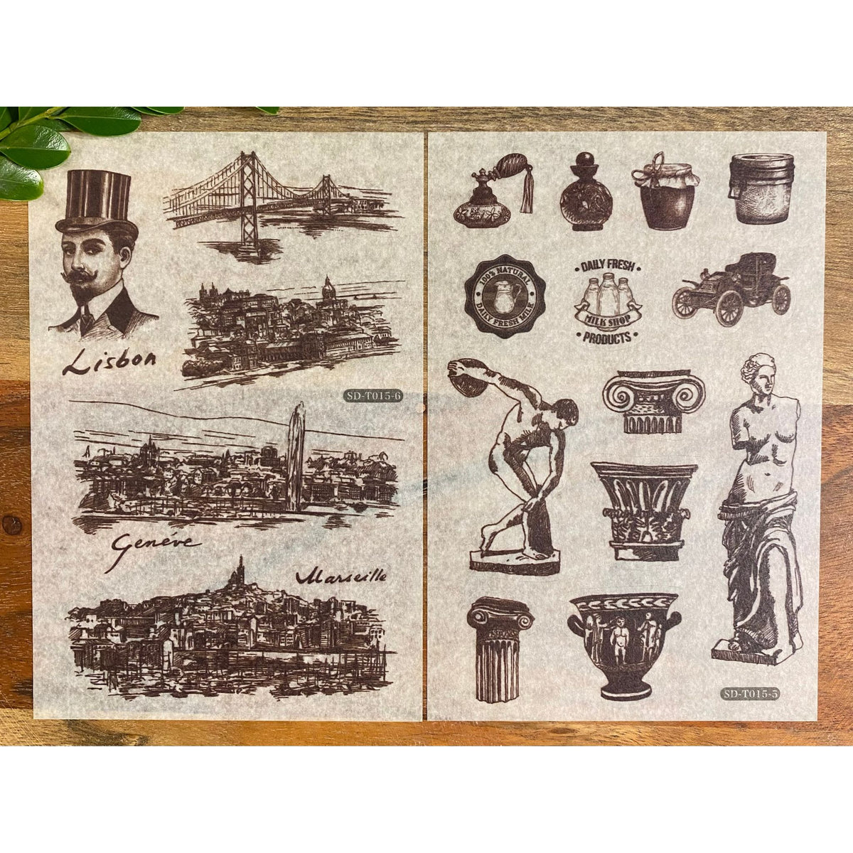 Vintage Architecture Washi Stickers - 6 Sheets