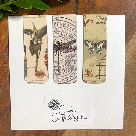 Vintage Botanical Magnetic Bookmarks #1 - Set of 3