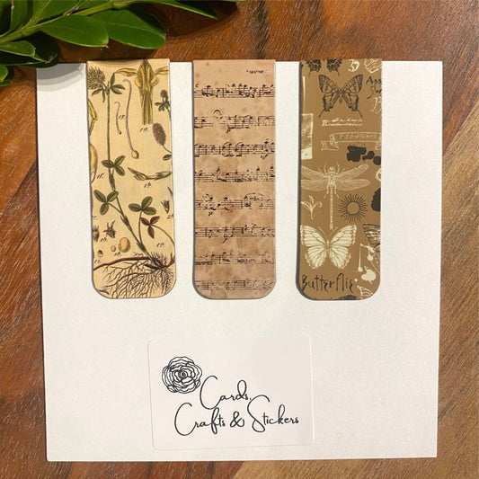 Vintage Botanical Magnetic Bookmarks #4 - Set of 3