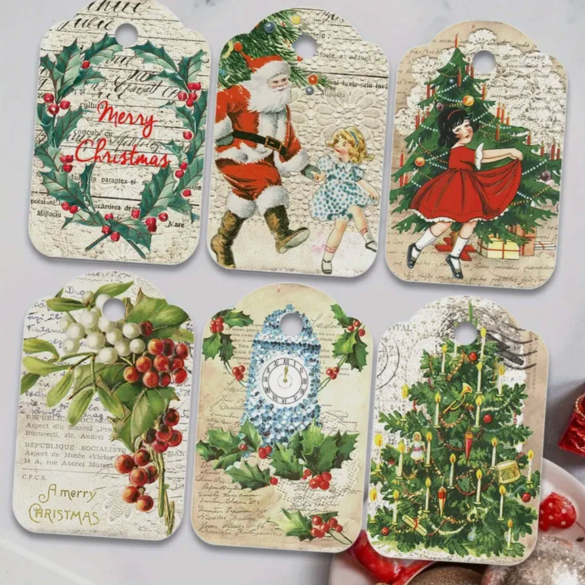 Vintage Christmas Gift Card Tags - Set of 12