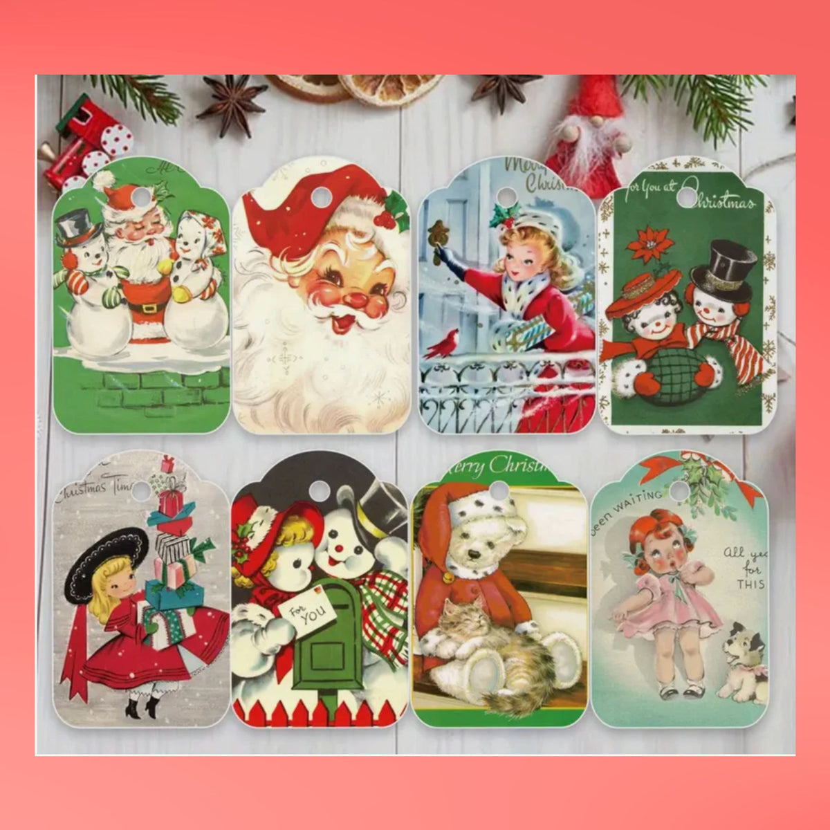 Vintage Christmas Gift Card Tags - Set of 12