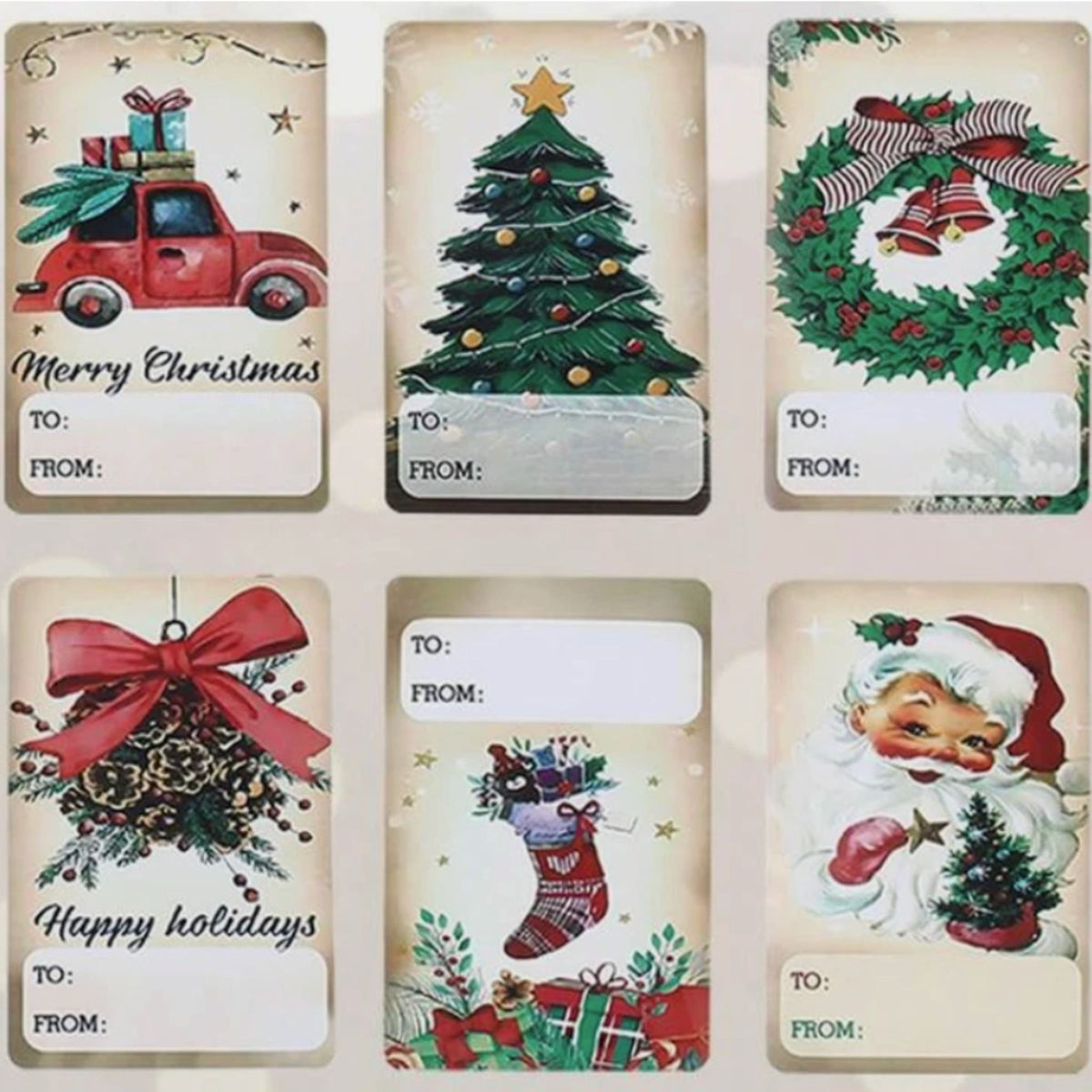 Vintage Christmas Gift Stickers Present Labels - 30 Pieces