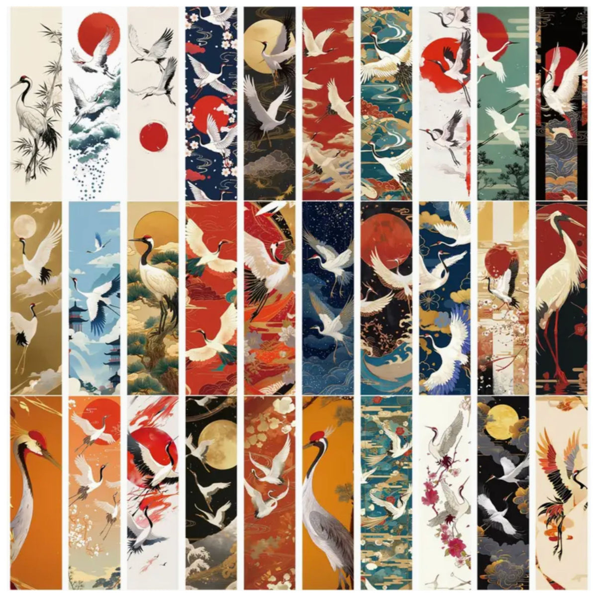 Japanese Crane Bookmarks - Set of 5