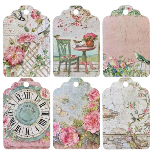 Vintage Floral Rose Gift Card Tags - Set of 12