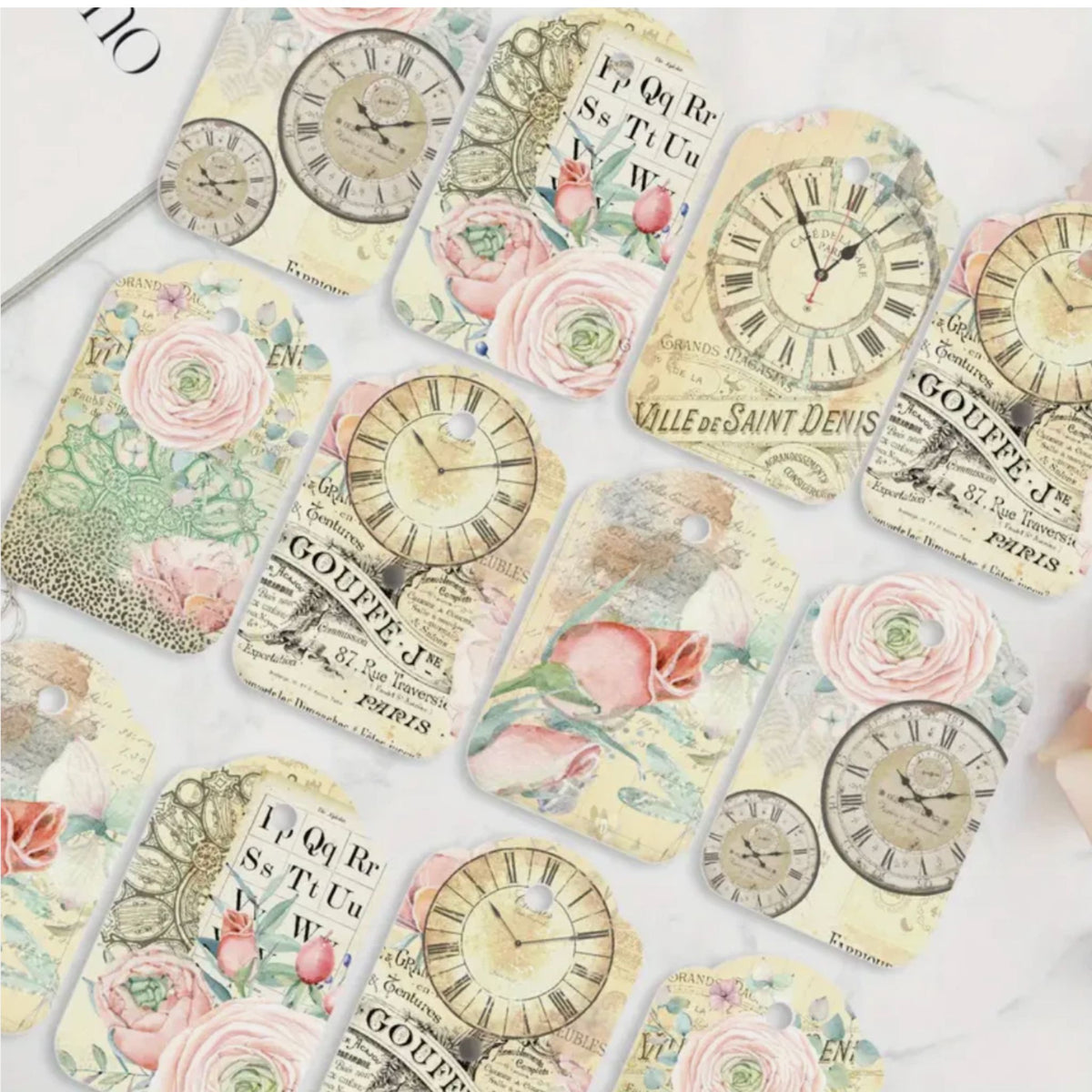 Flower Clock Gift Card Tags - Set of 12