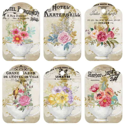 Vintage Flower Pot Gift Card Tags - Set of 12