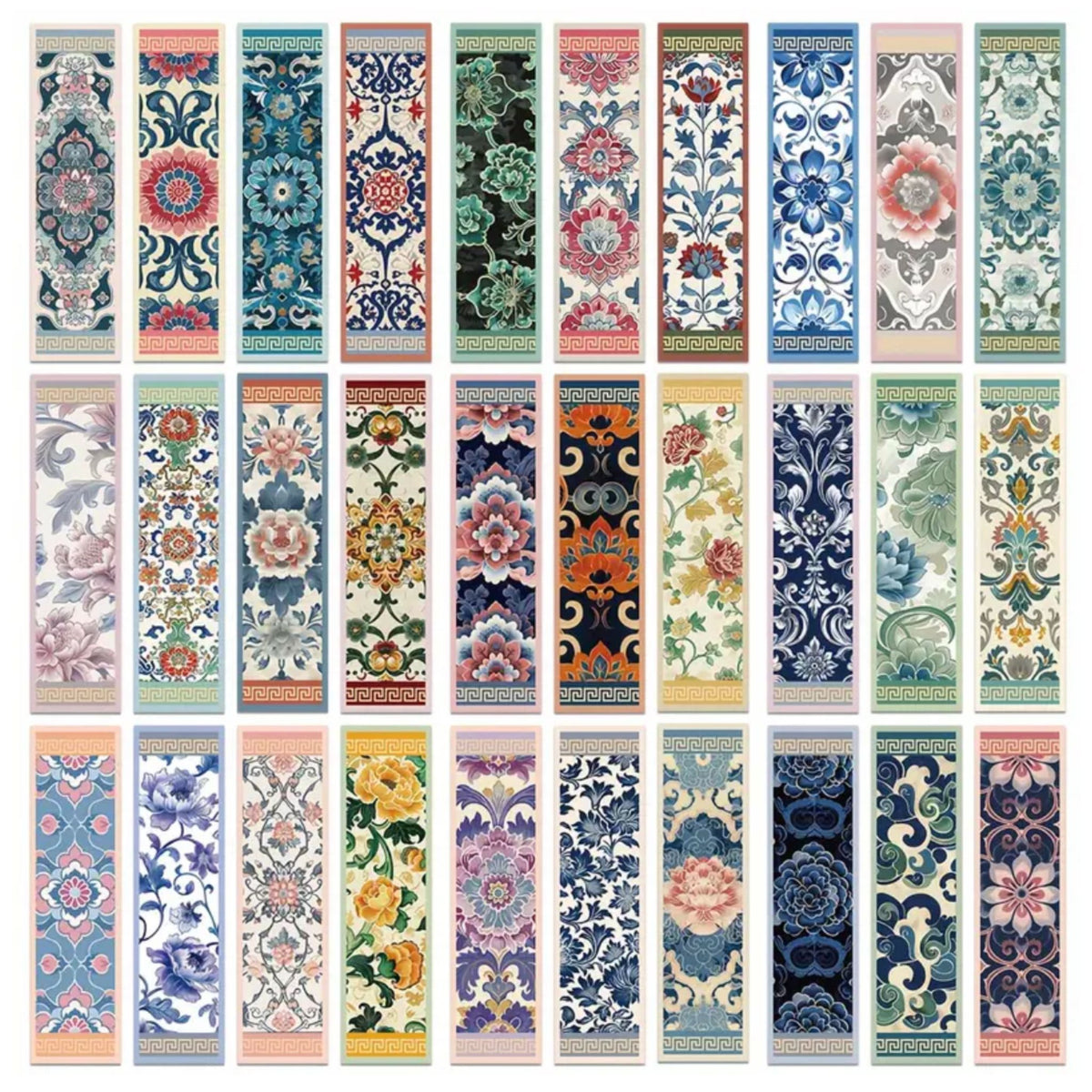 Vintage Floral Design Bookmarks - Set of 5