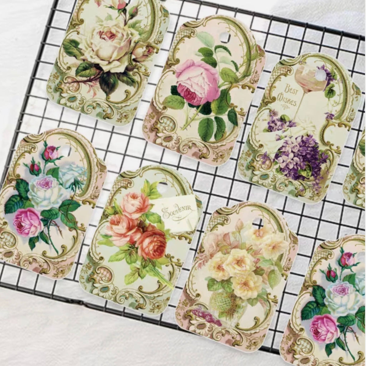 Vintage Rose Gift Card Tags - Set of 12