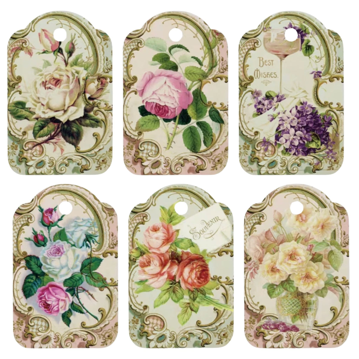 Vintage Rose Gift Card Tags - Set of 12