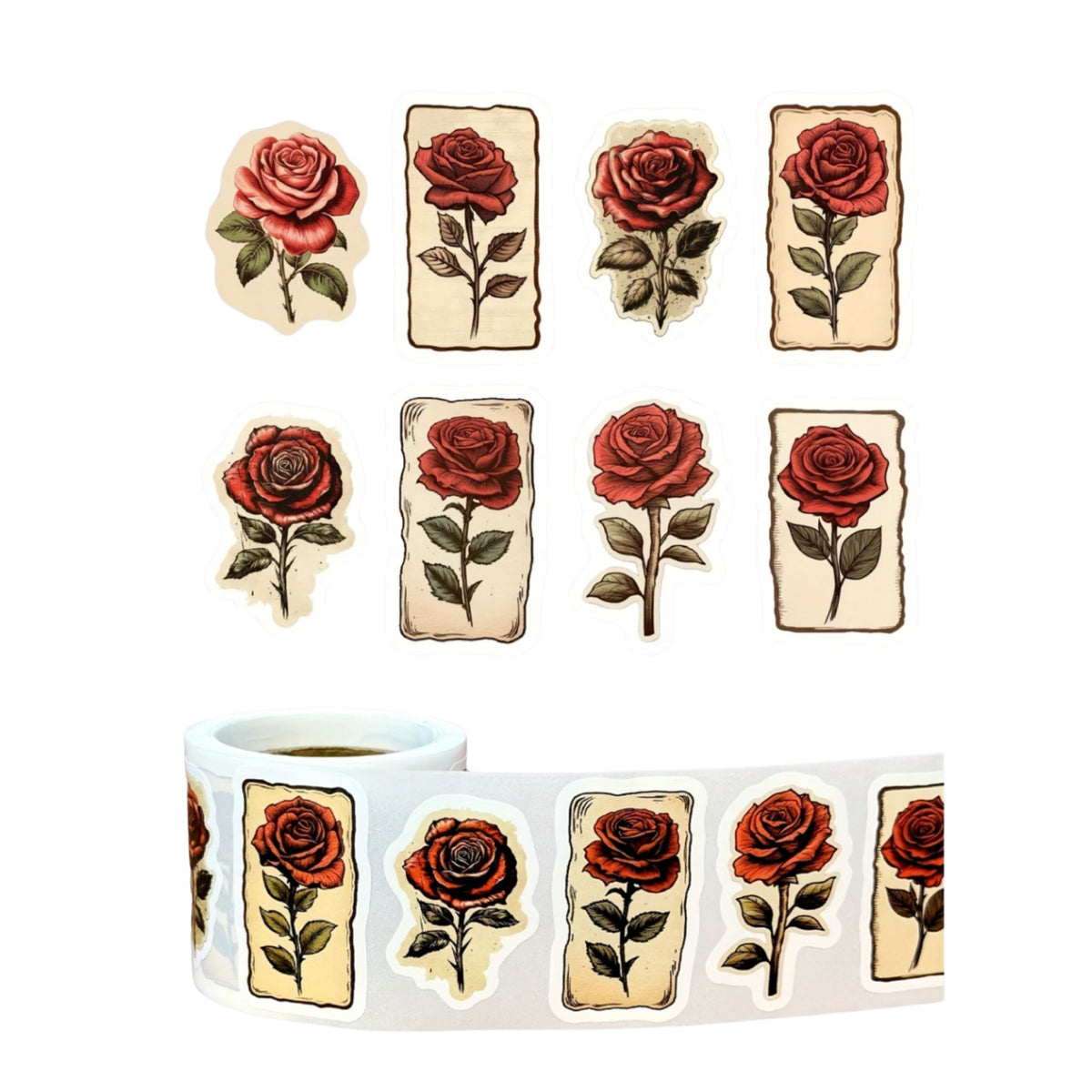 Vintage Rose Stickers #2 - 50 Pieces