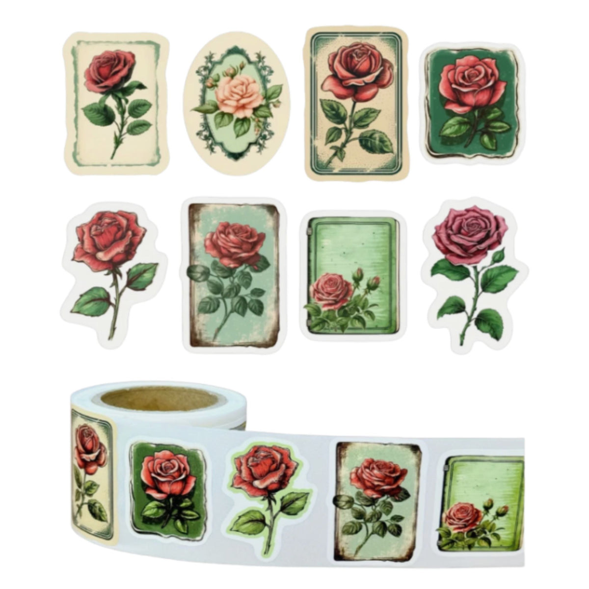 Vintage Rose Stickers #3 - 50 Pieces