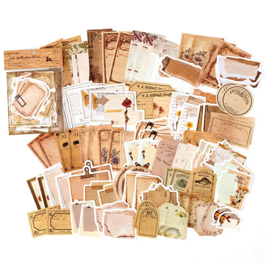 Vintage Scrapbooking Junk Journal Paper Pack- 100 Pieces