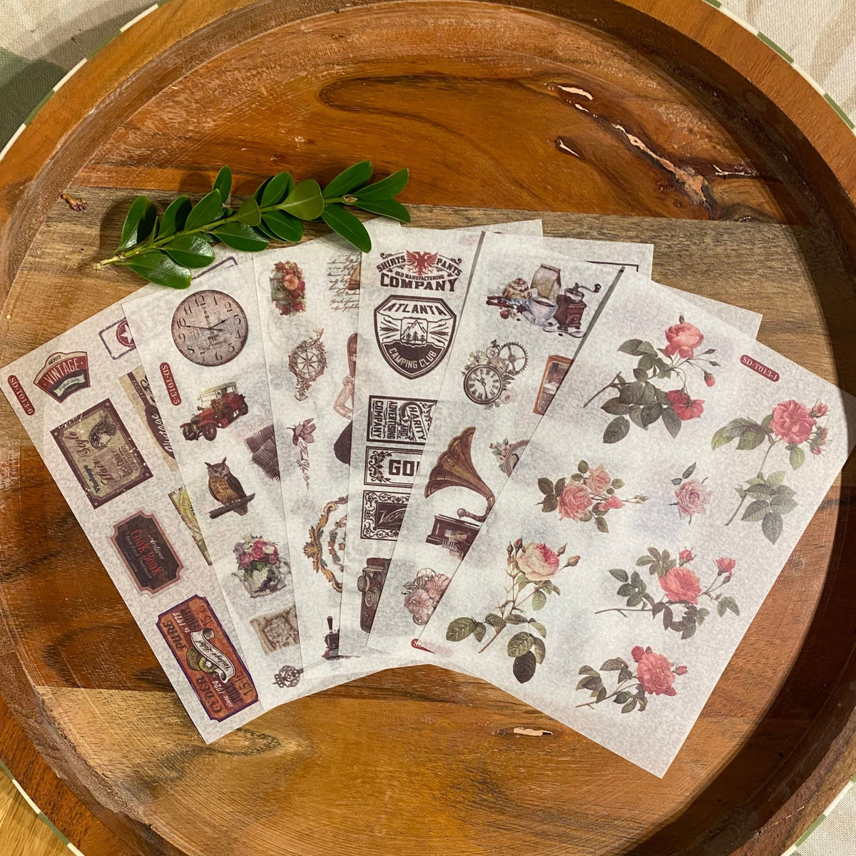 Vintage Washi Stickers - 6 Sheets