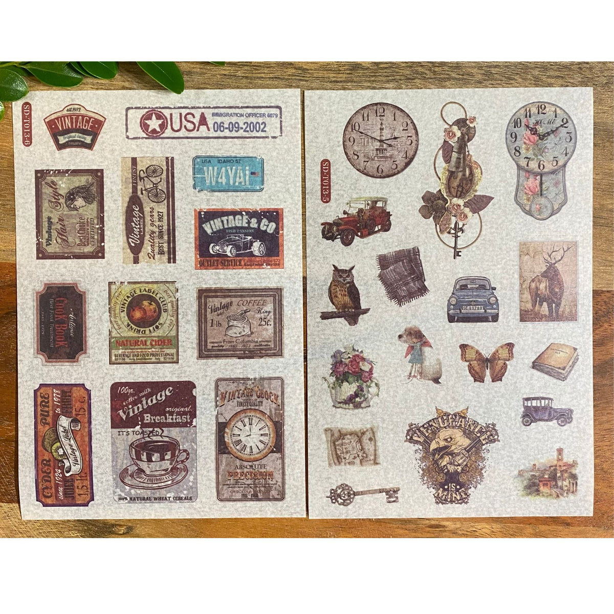 Vintage Washi Stickers - 6 Sheets