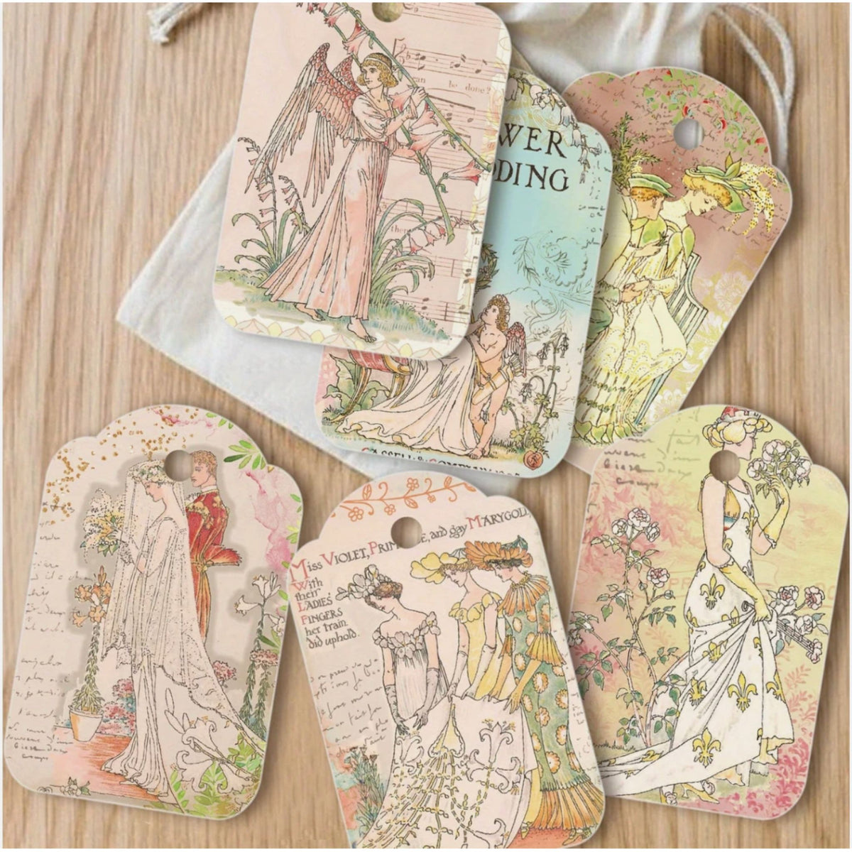 Vintage Wedding Gift Card Tags - Set of 12
