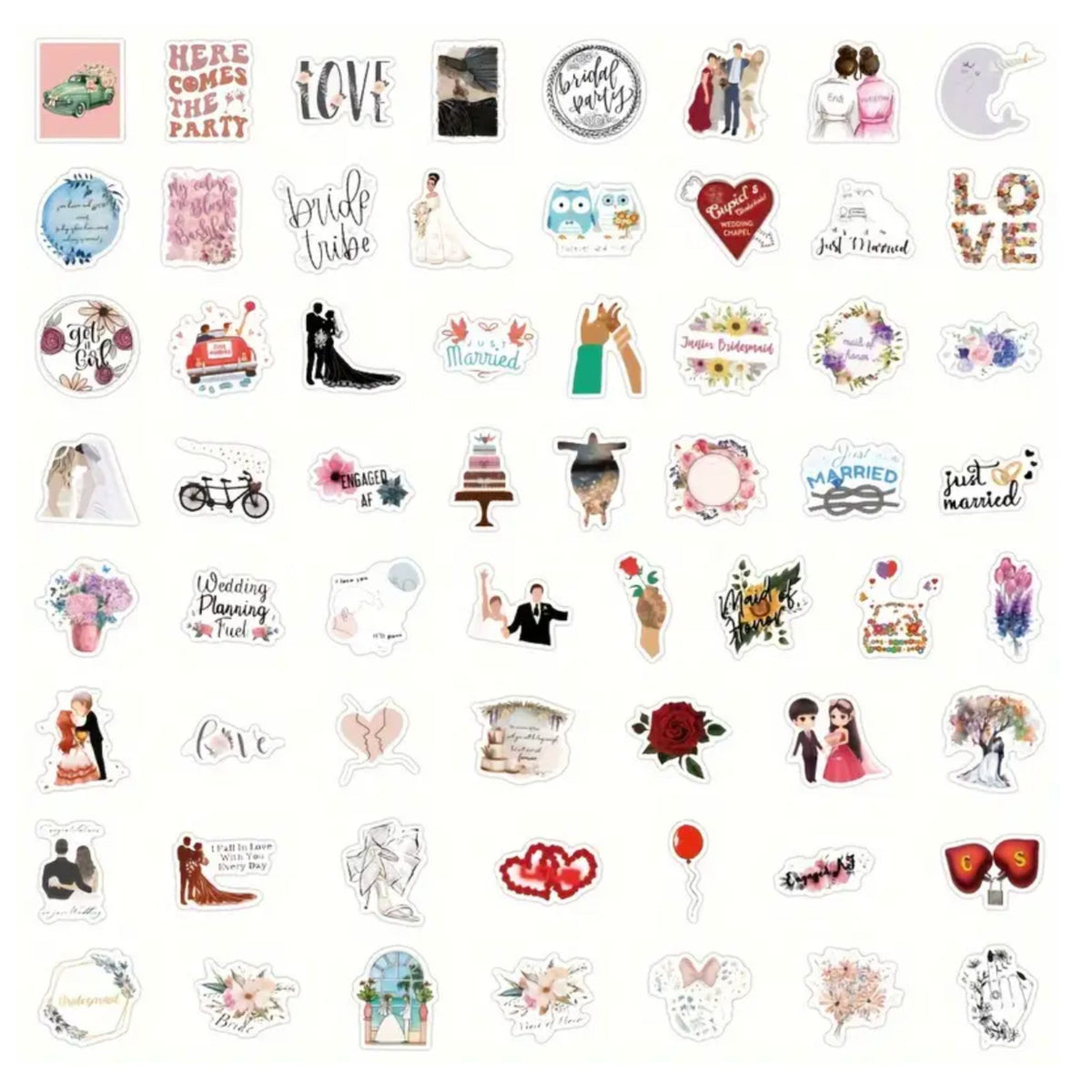 Wedding Theme Stickers - 60 Pieces