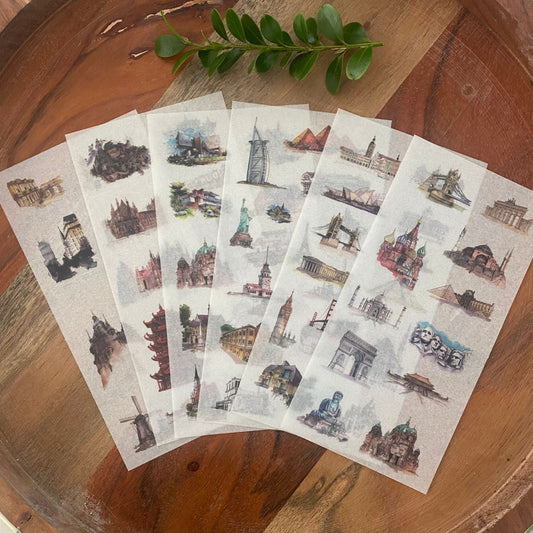 World Attractions Washi Stickers - 6 Sheets