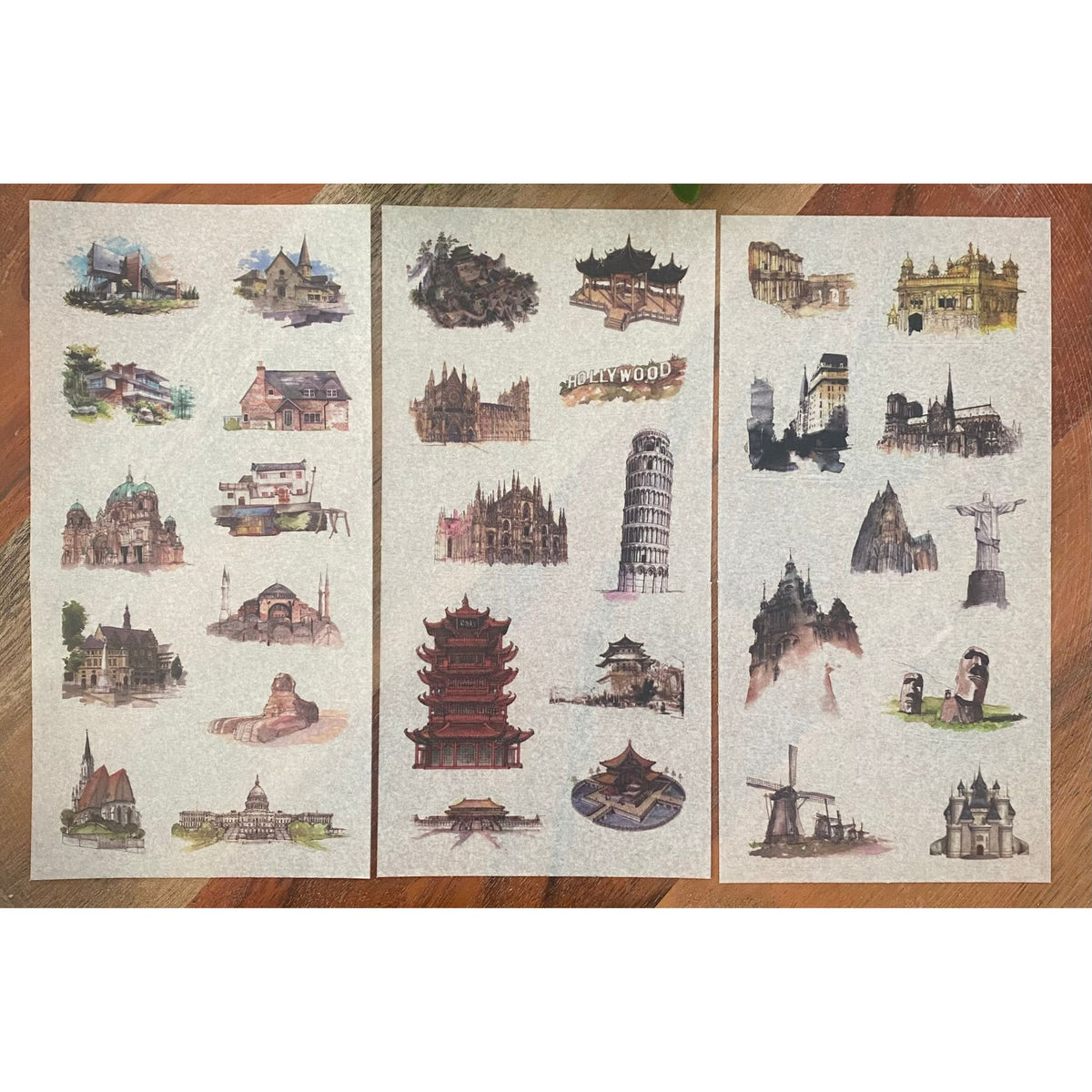 World Attractions Washi Stickers - 6 Sheets