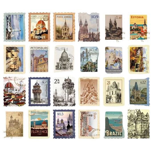 Retro Vintage Architecture Stamp Stickers