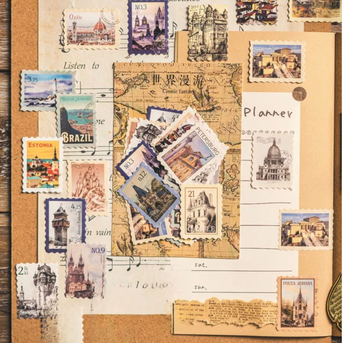 Retro Vintage Architecture Stamp Stickers