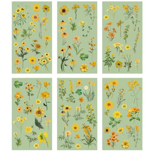 Yellow Daisy Transparent PET Stickers - 6 Sheets